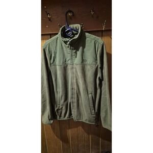 A87 Olive Green Full Zip Fleece Jacket Men's L – Warm Soft Coat